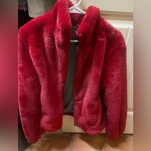 Red, fuzzy jacket size small